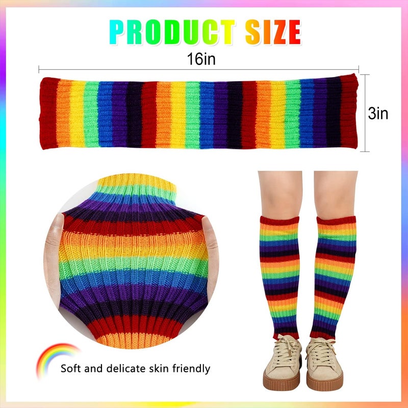 Junely 2 Pairs Leg Warmers for Women 80s Ribbed Knit Leg Warmer Pack for Ballet Dance Figure Skating Yoga Party Neon - Image 5